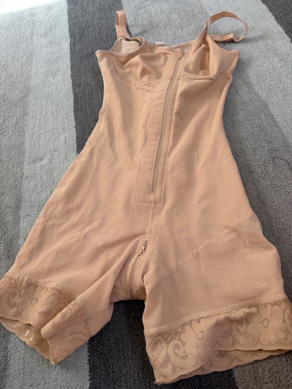 Nude Lace-Trim Full Body Shapewear Romper